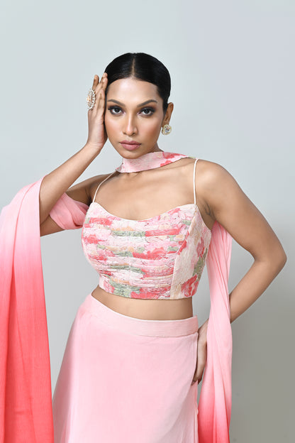 Designer Wear Peach Pink Lehenga Set