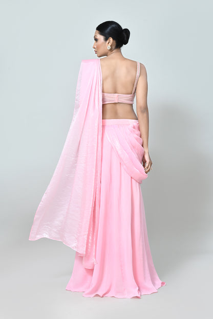 Designer Wear Pink Drape Saree
