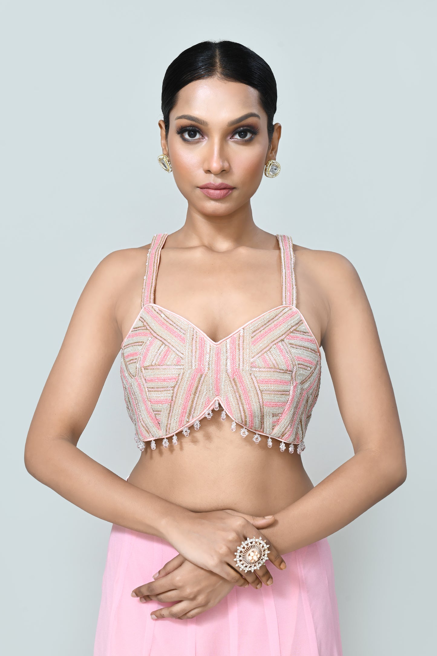 Designer Wear Pink Drape Saree