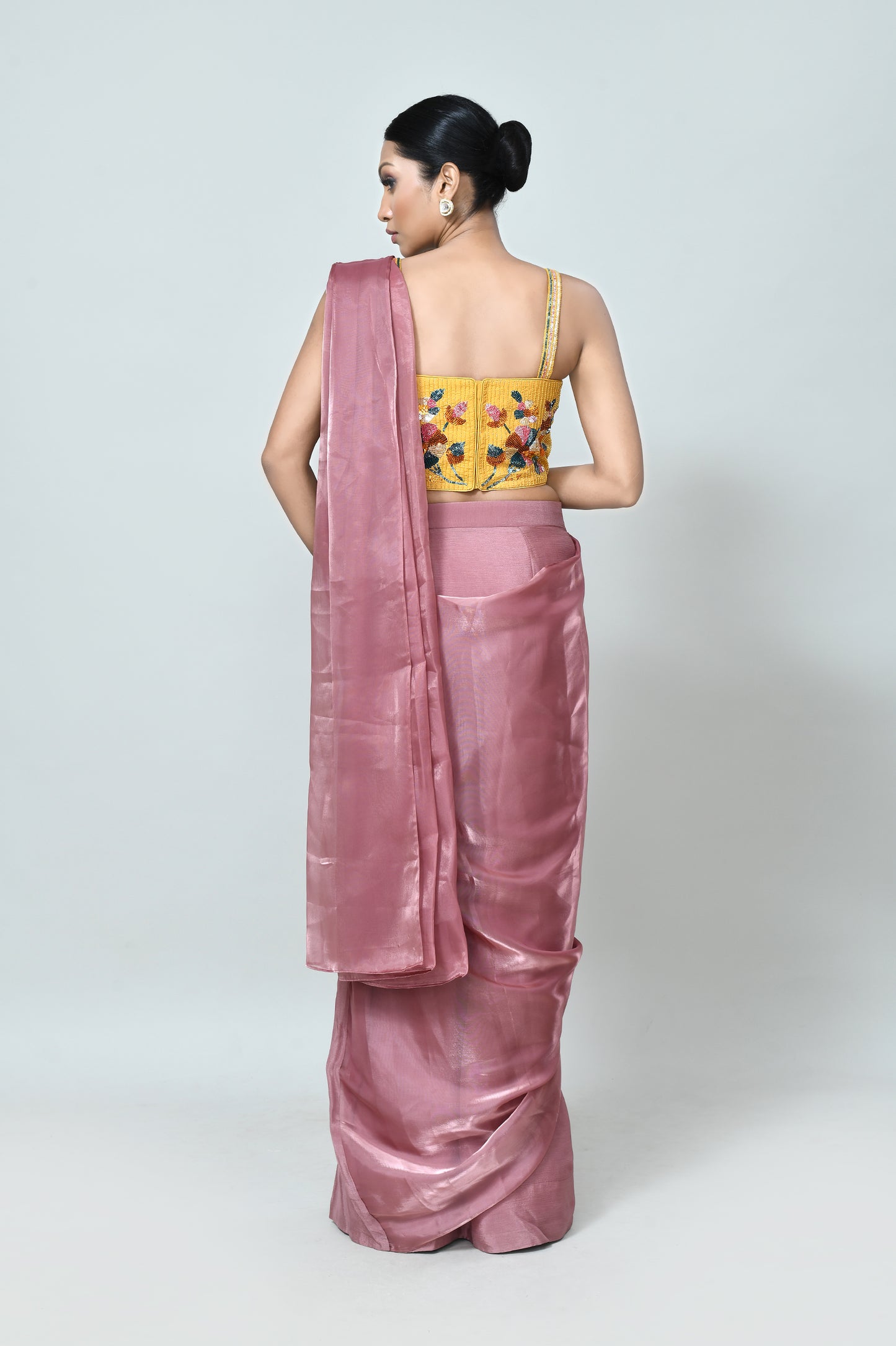 Designer Wear Onion Pink Drape Saree