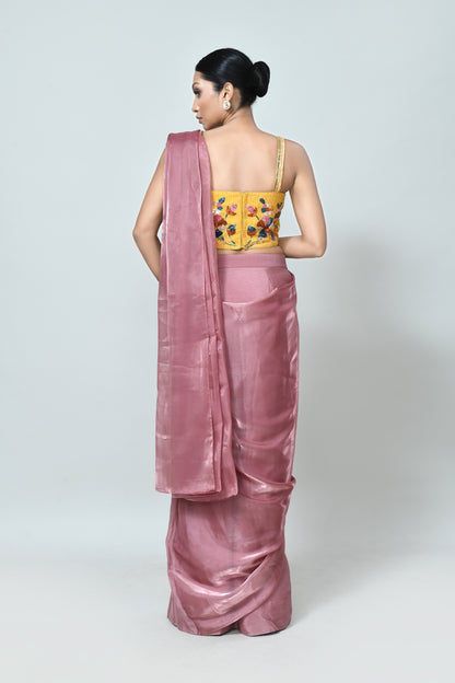 Designer Wear Onion Pink Drape Saree