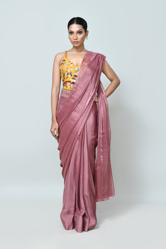 Designer Wear Onion Pink Drape Saree
