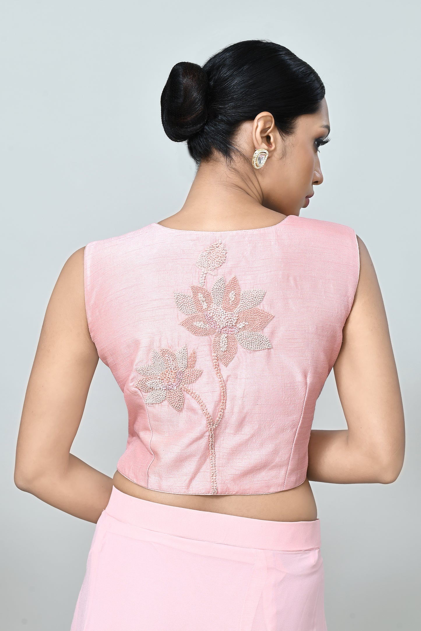 Designer Wear Light Pink Georgette Drape Saree