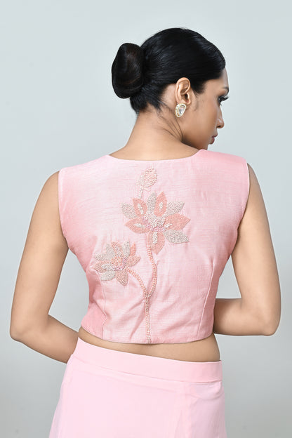 Designer Wear Light Pink Georgette Drape Saree