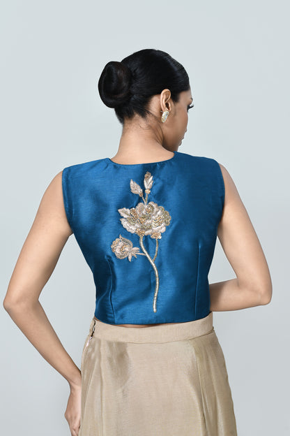 Designer Wear Beige Drape Saree Set