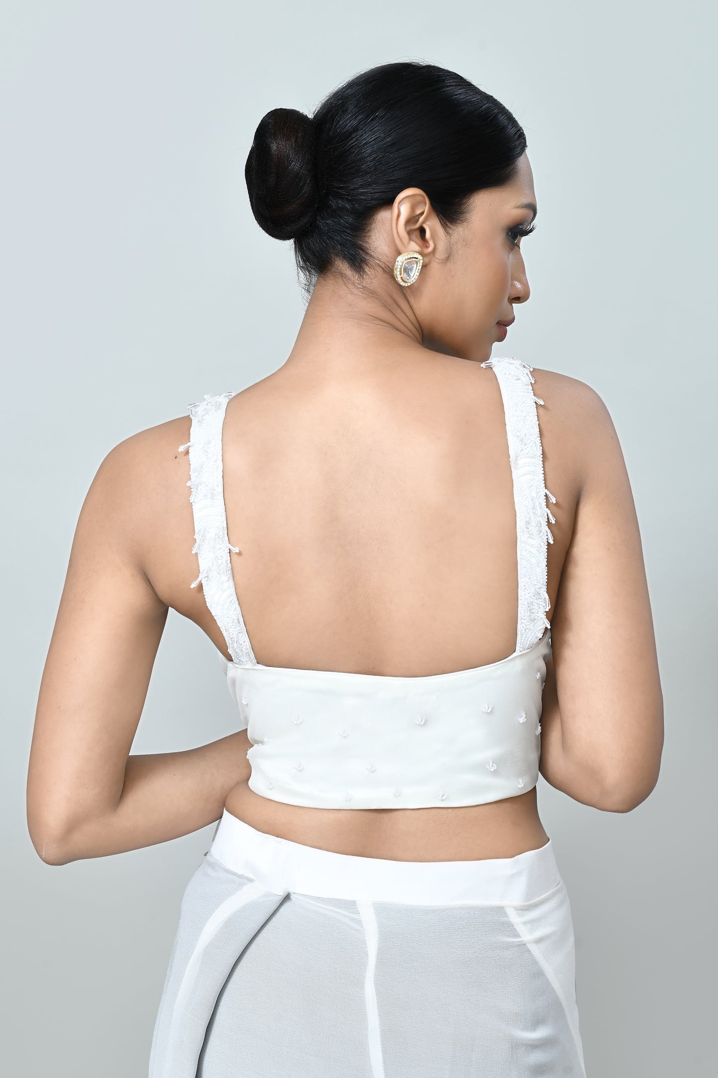 Designer Wear Black & White Georgette Drape Saree