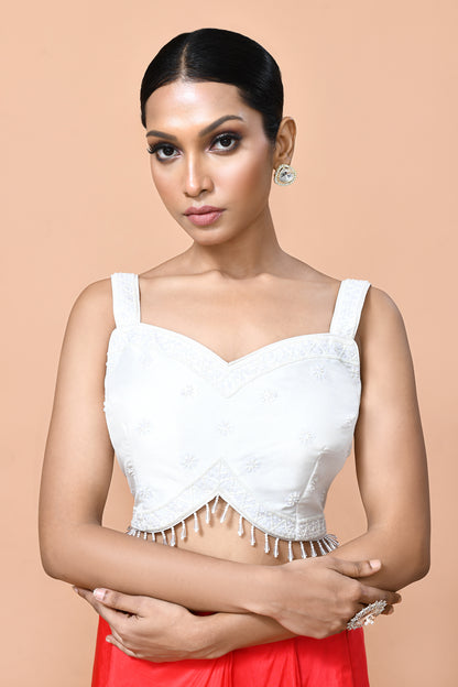 Designer Wear Red Drape Saree