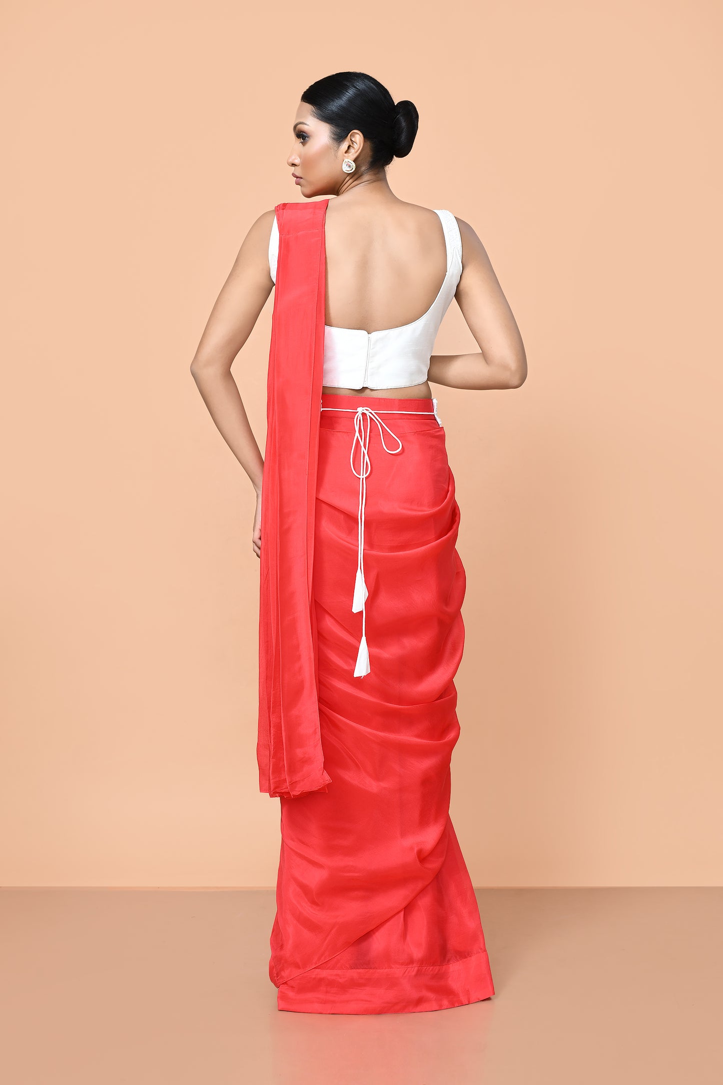 Designer Wear Red Drape Saree