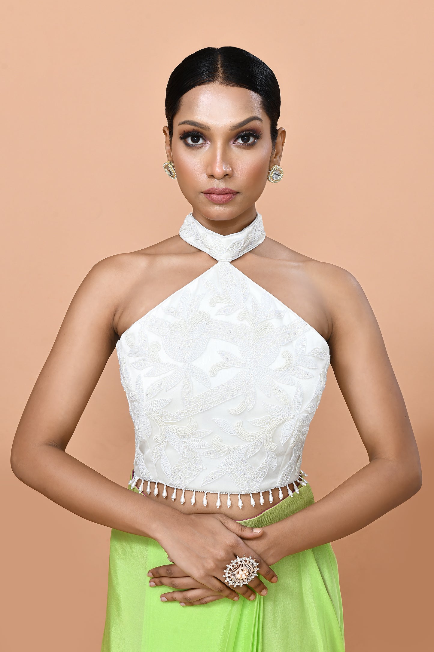 Designer Wear Multicolour Chinon Drape Saree