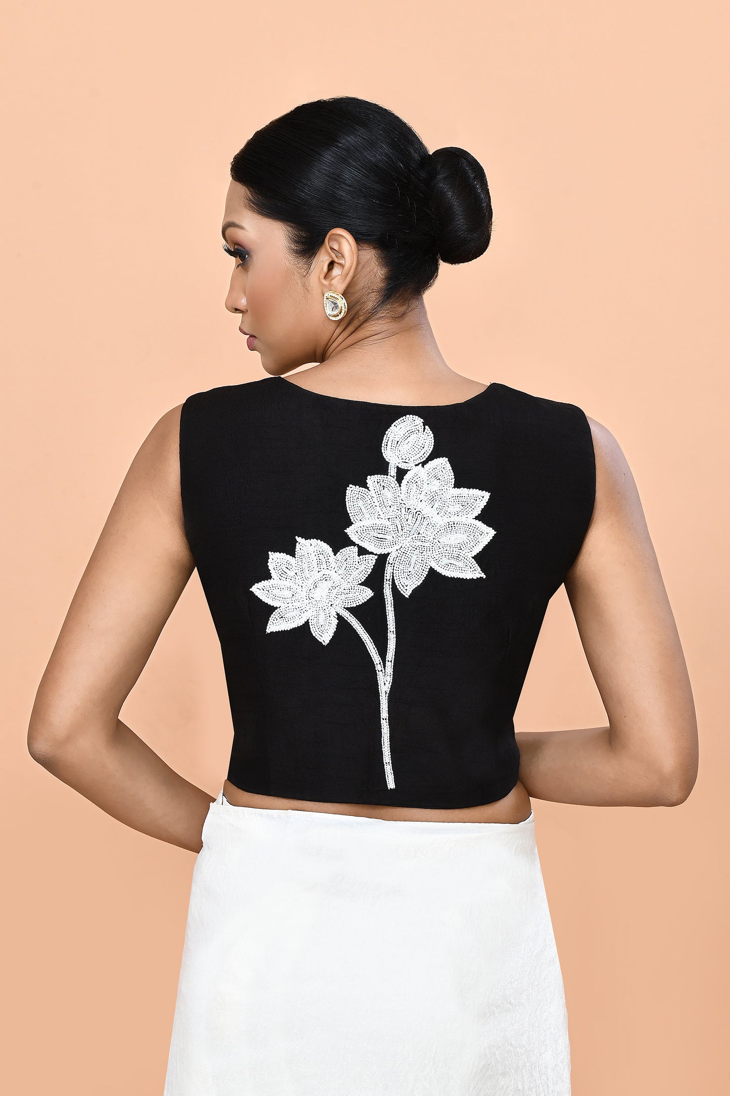 Designer Wear White Drape Saree Set