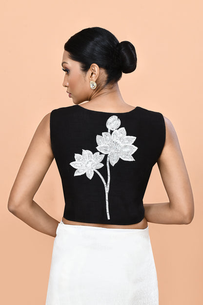 Designer Wear White Drape Saree Set