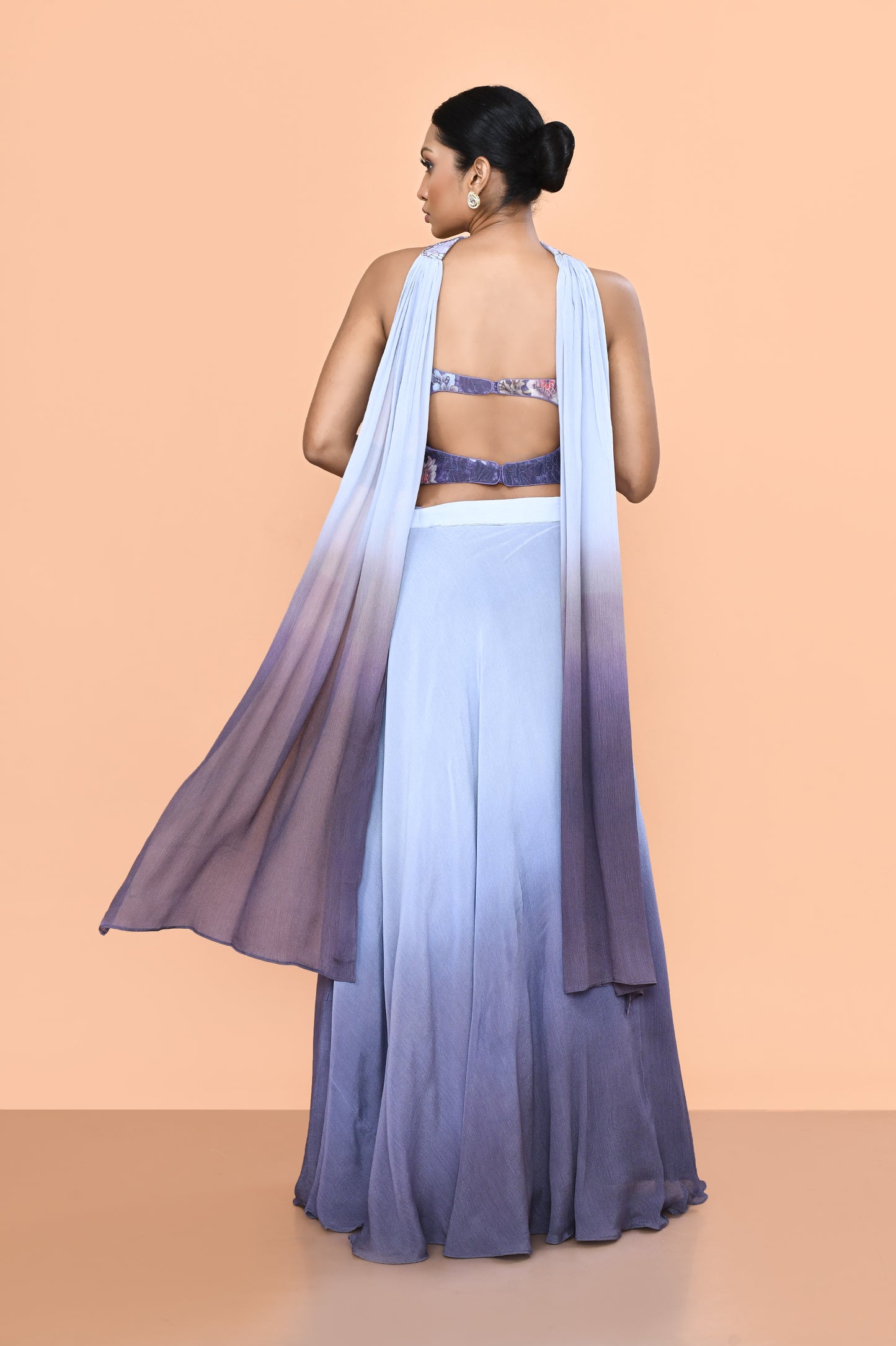 Designer Wear Blue & Purple Ombre Lehenga Set