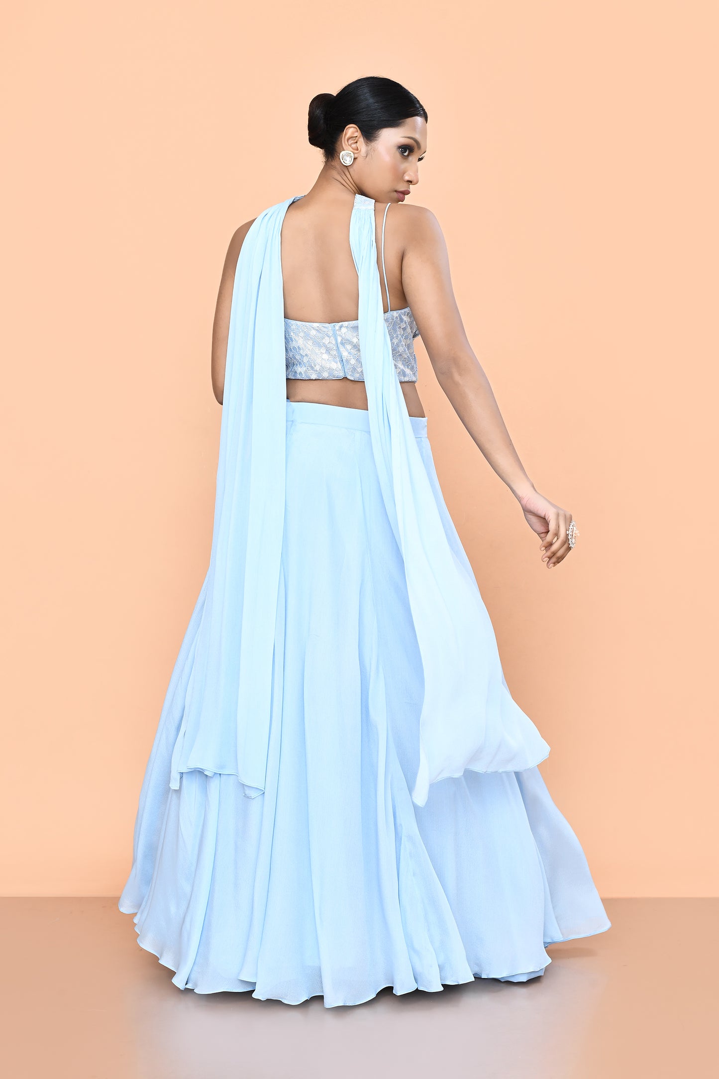 Designer Wear Sky Blue Lehenga Set