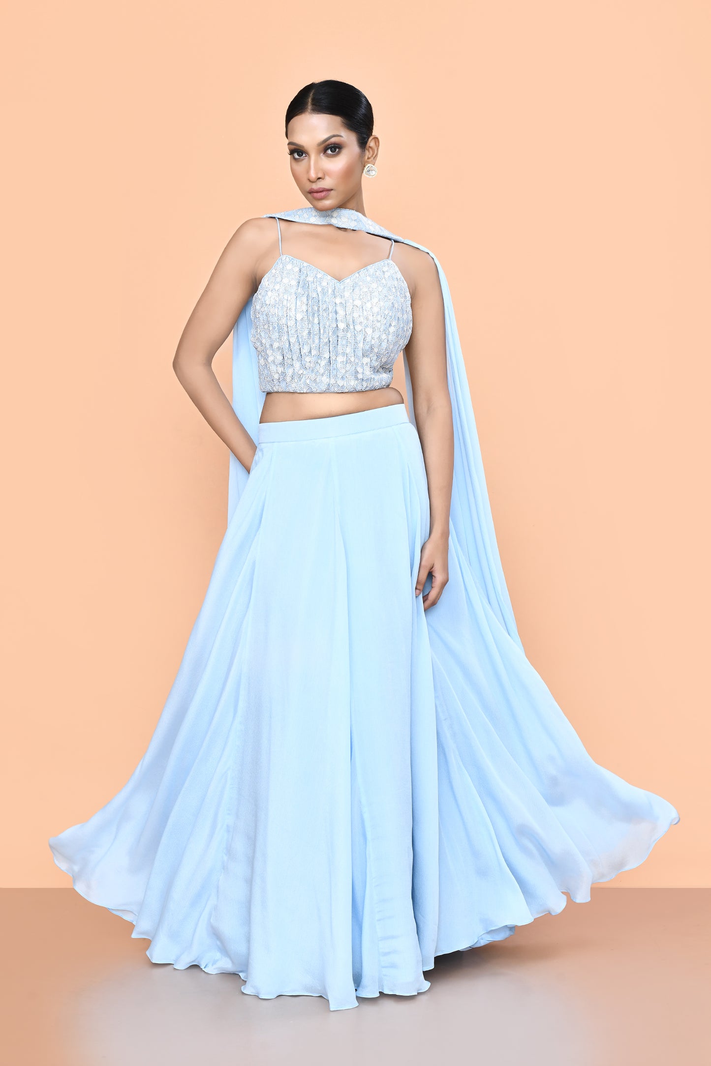 Designer Wear Sky Blue Lehenga Set