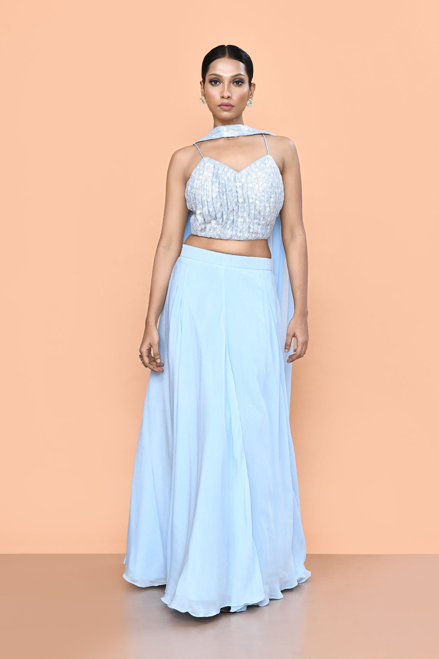 Designer Wear Sky Blue Lehenga Set