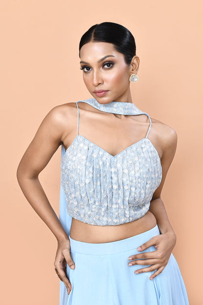 Designer Wear Sky Blue Lehenga Set