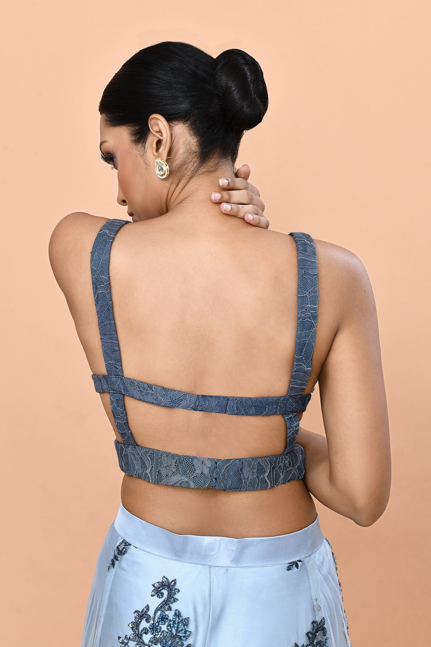 Designer Wear Grey Net Embroidered Palazzo Set