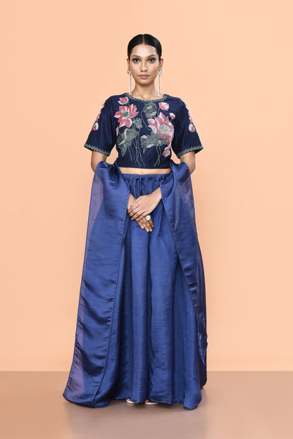 Designer Wear Blue Nova Silk Lehenga Set