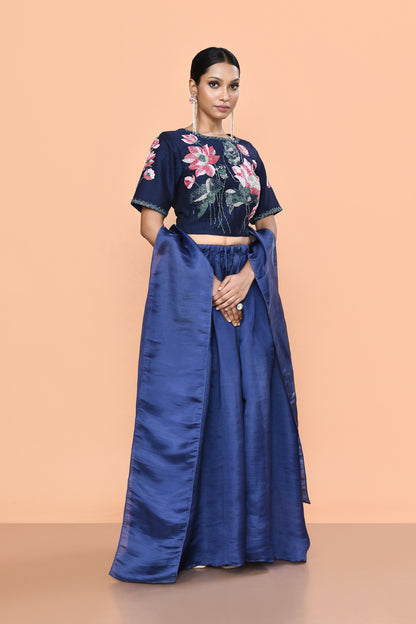 Designer Wear Blue Nova Silk Lehenga Set