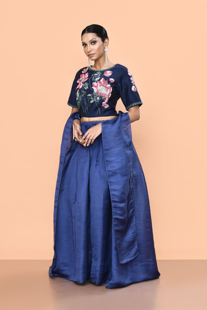 Designer Wear Blue Nova Silk Lehenga Set