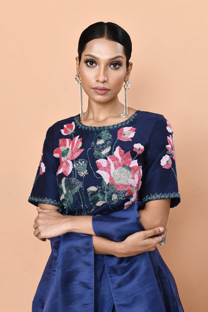 Designer Wear Blue Nova Silk Lehenga Set