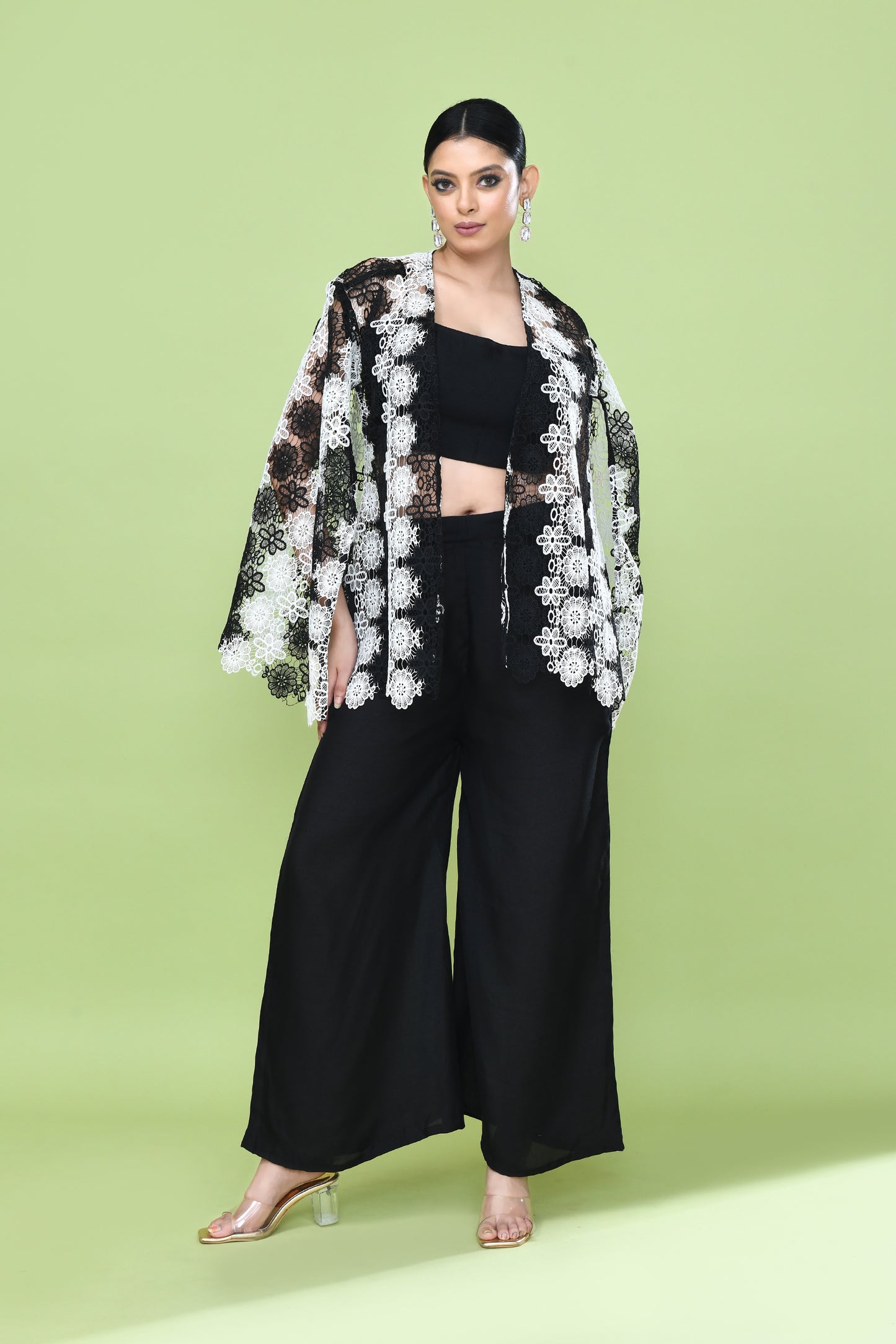 Designer Wear Black Palazzo Set with an Embellished Jacket