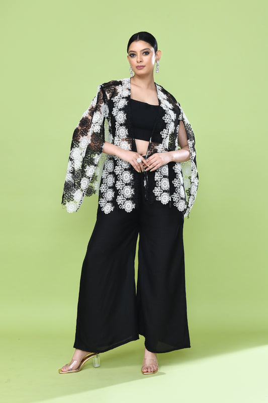 Designer Wear Black Palazzo Set with an Embellished Jacket
