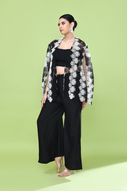 Designer Wear Black Palazzo Set with an Embellished Jacket