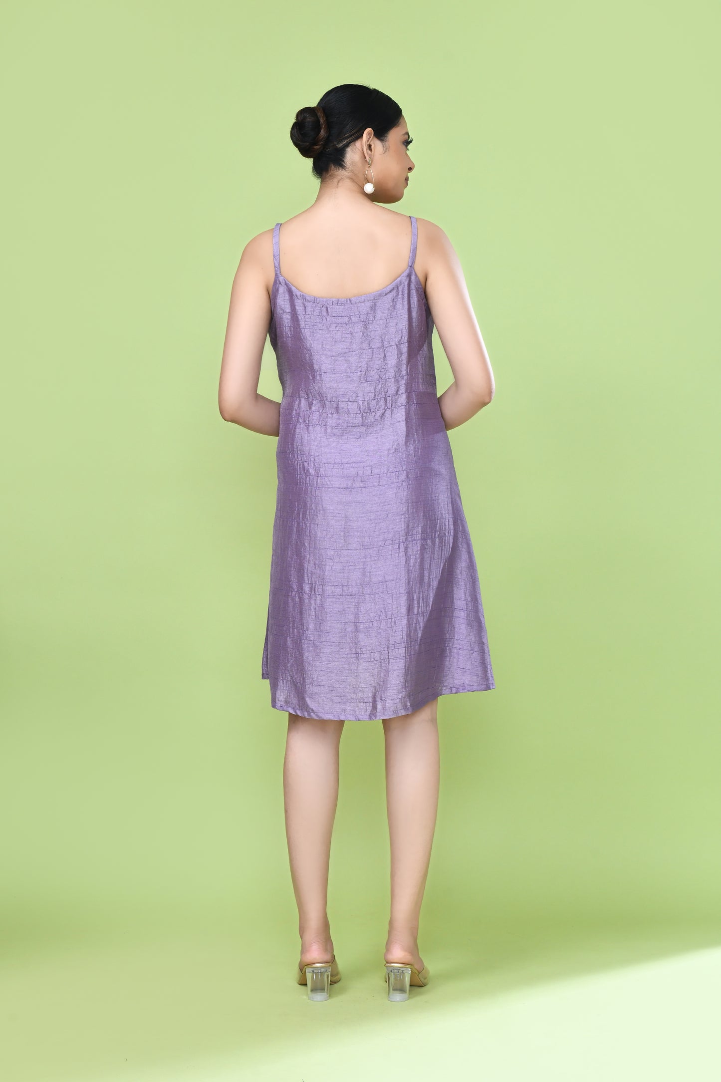 Designer Wear Lavender Silk Co-Ord Set Featuring Sleeveless Inner and Long Shirt Jacket