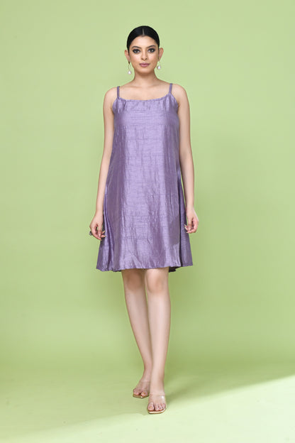 Designer Wear Lavender Silk Co-Ord Set Featuring Sleeveless Inner and Long Shirt Jacket