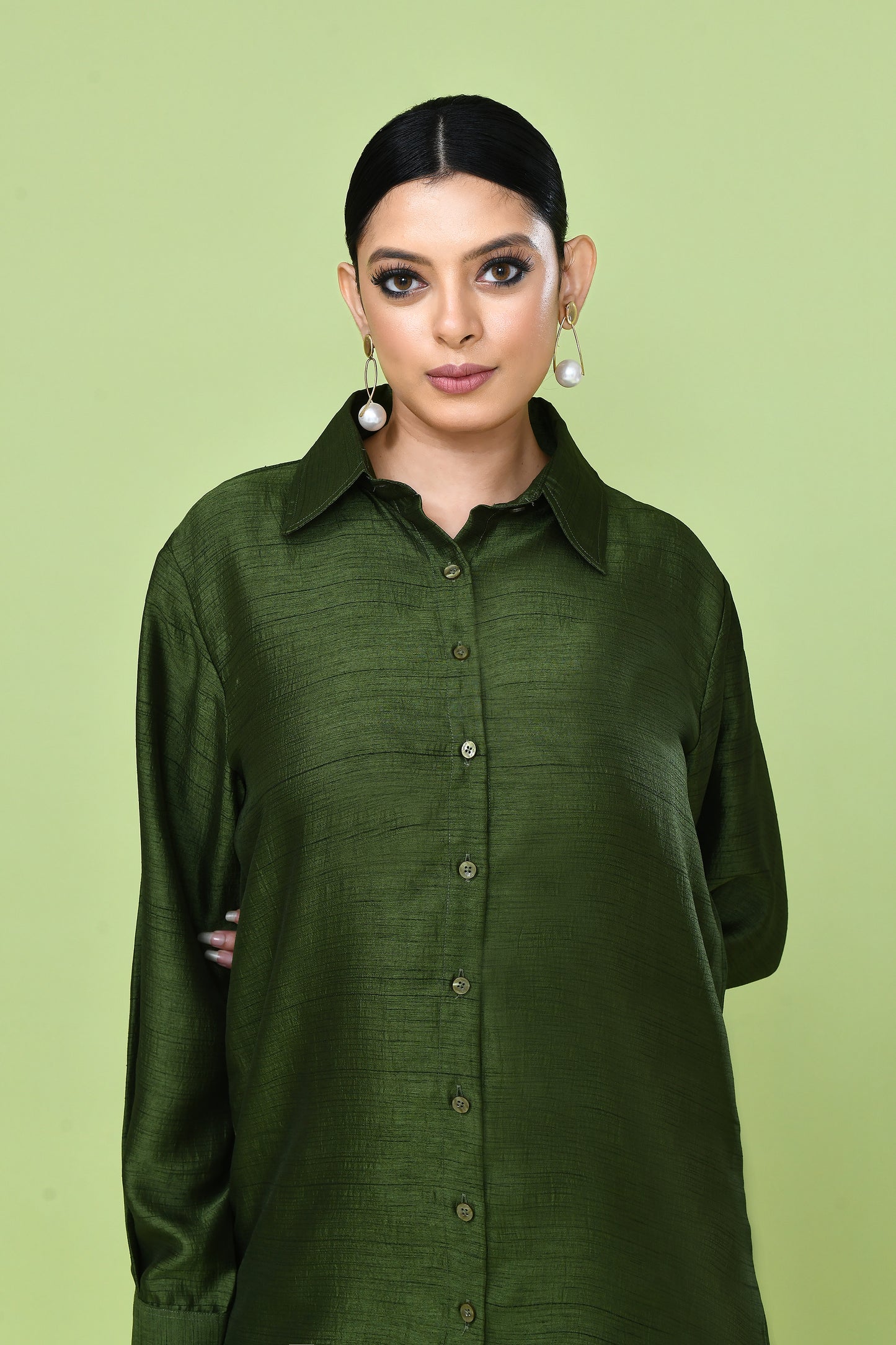 Designer Wear Green Silk Co-Ord Set