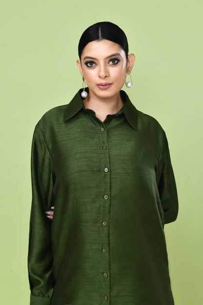 Designer Wear Green Silk Co-Ord Set