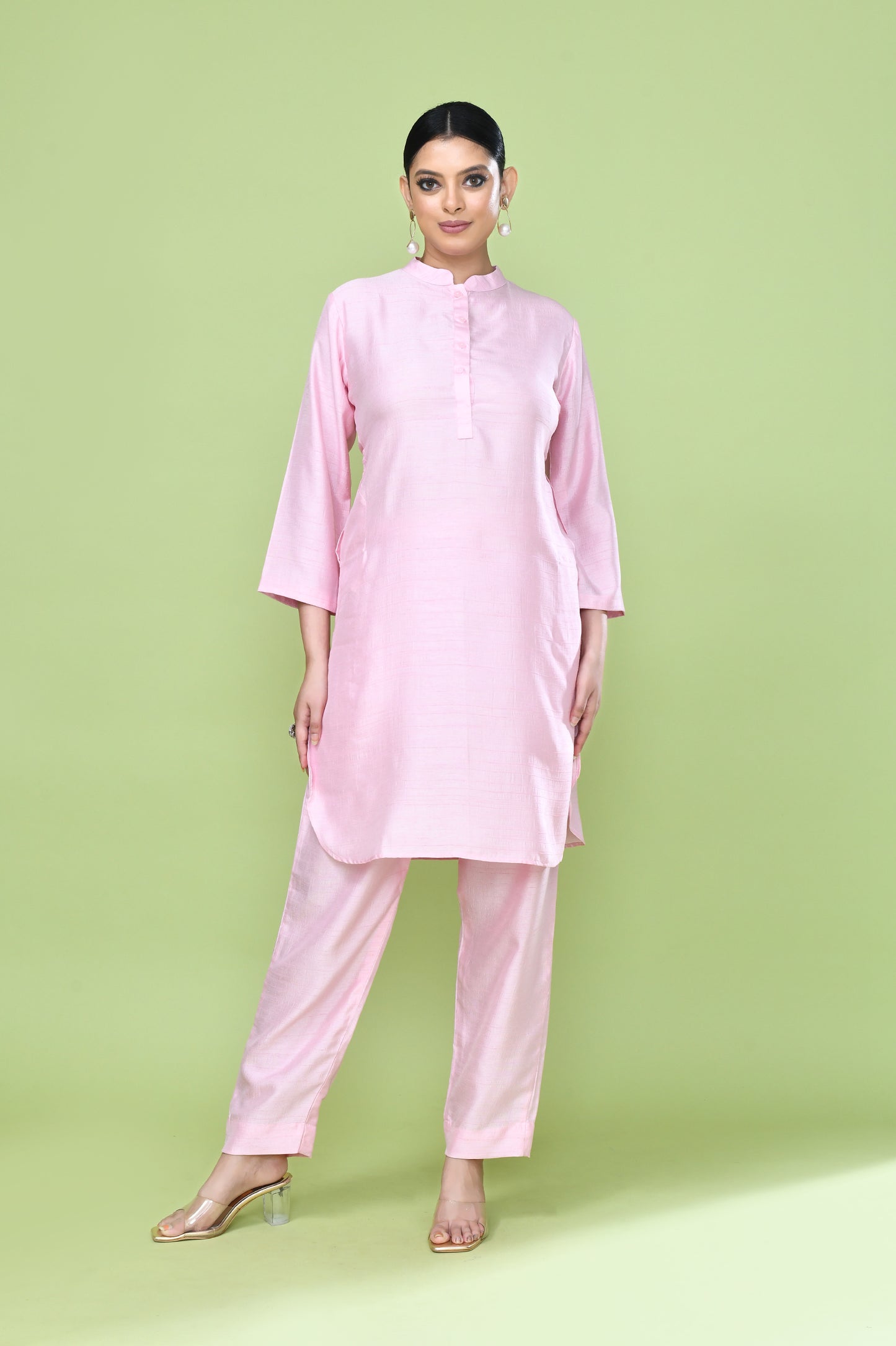 Designer Wear Pink Silk Co-Ord Set