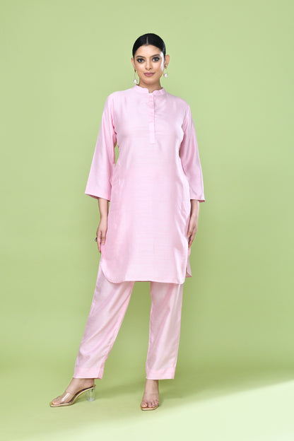 Designer Wear Pink Silk Co-Ord Set