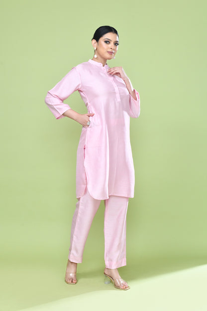 Designer Wear Pink Silk Co-Ord Set