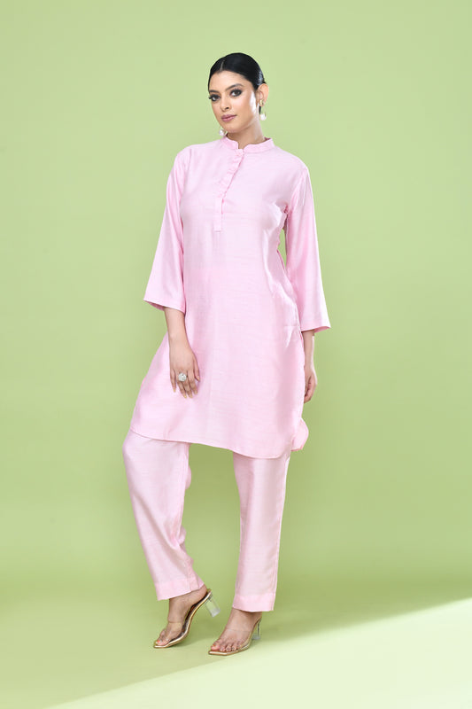 Designer Wear Pink Silk Co-Ord Set