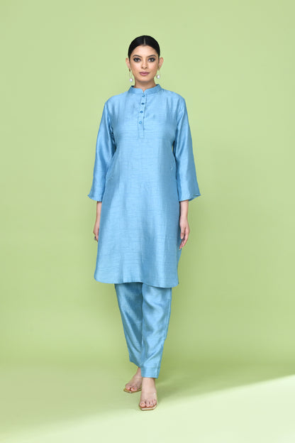 Designer Wear Sky Blue Silk Co-Ord Set