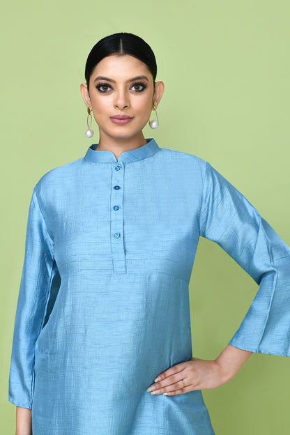 Designer Wear Sky Blue Silk Co-Ord Set