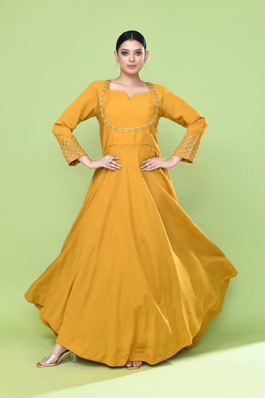 Designer Wear Yellow Gown