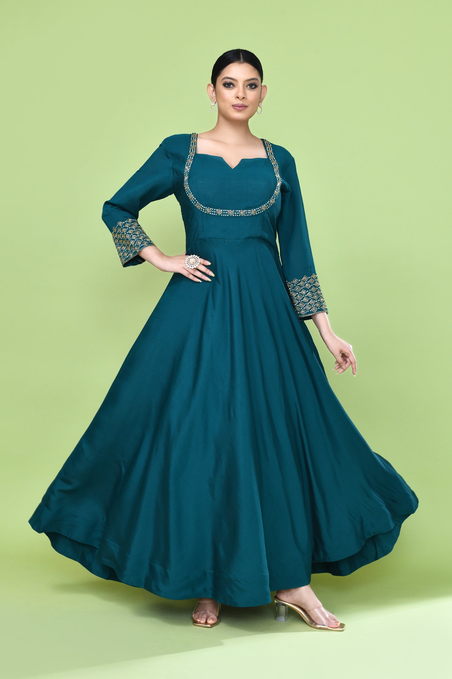 Designer Wear Green Gown