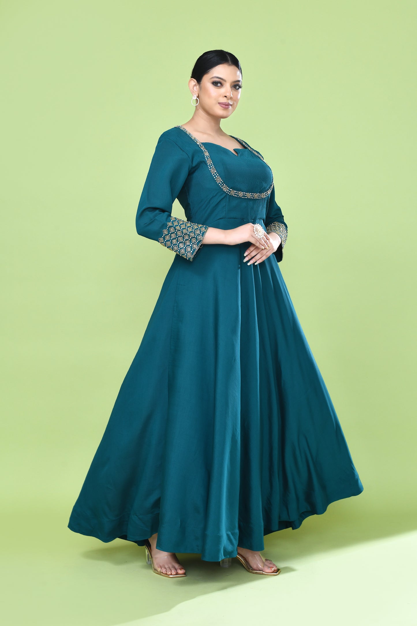 Designer Wear Green Gown