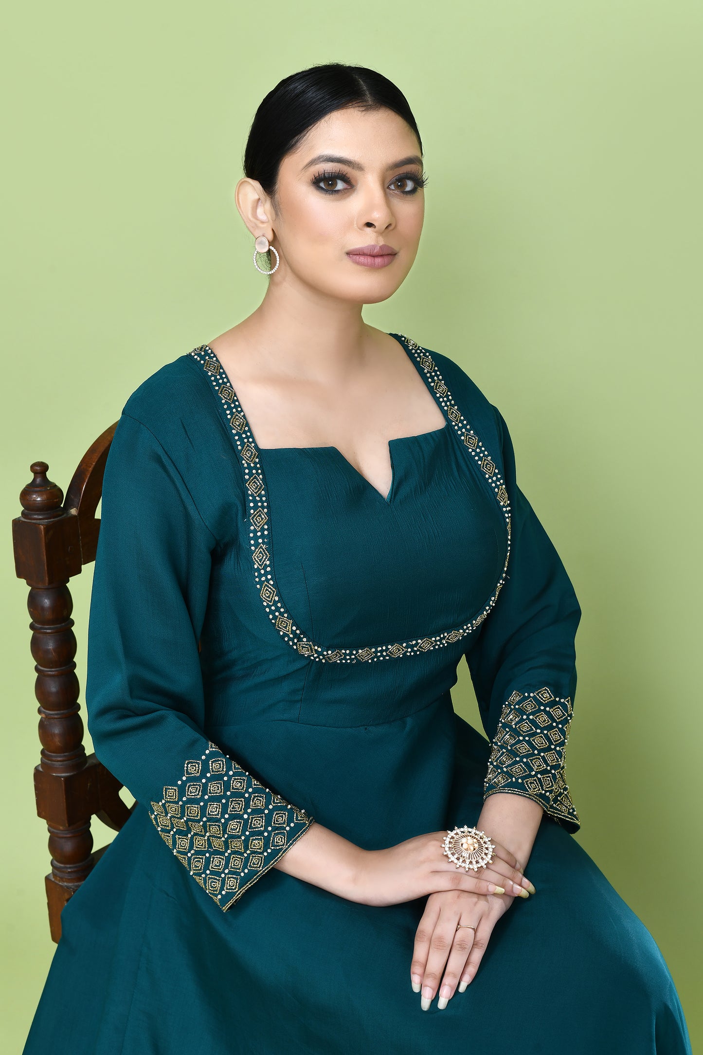 Designer Wear Green Gown