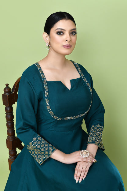 Designer Wear Green Gown