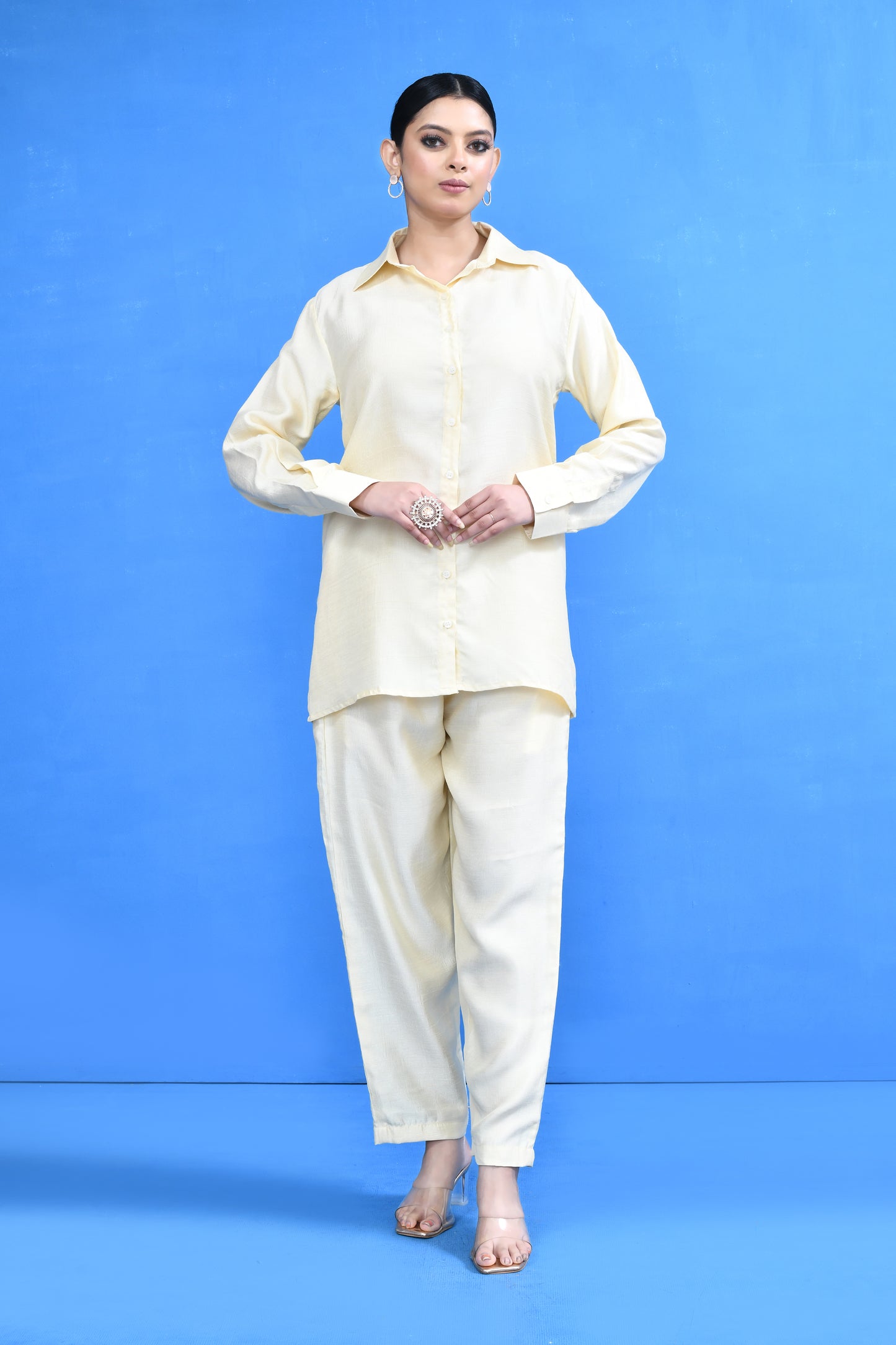 Designer Wear Cream Silk Co-Ord Set