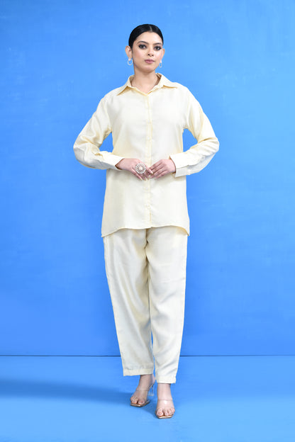 Designer Wear Cream Silk Co-Ord Set