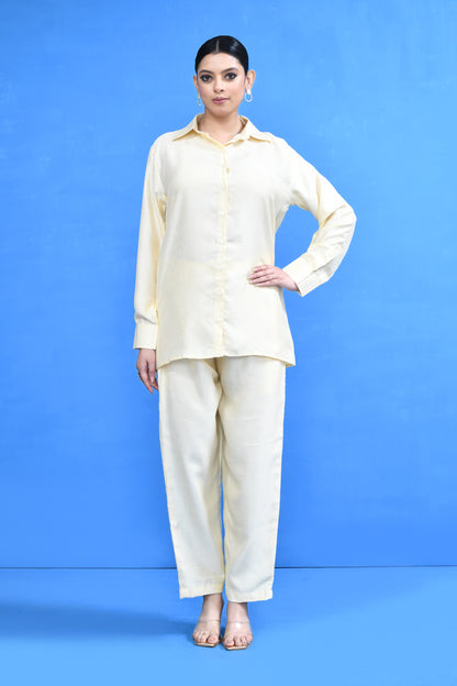 Designer Wear Cream Silk Co-Ord Set