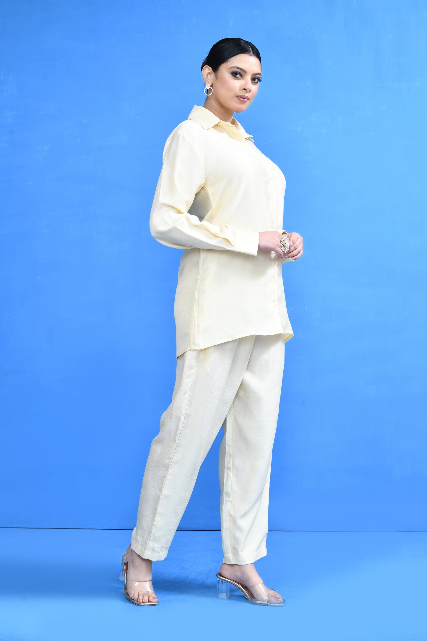 Designer Wear Cream Silk Co-Ord Set