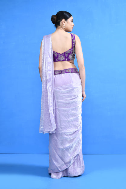 Designer Wear Lavender Drape Saree