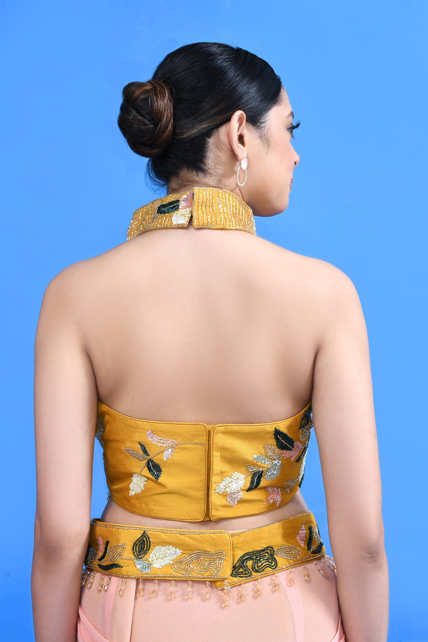 Designer Wear Yellow and Pink Georgette Drape Saree