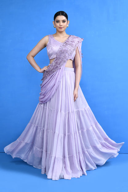 Designer Wear Lavender Lehenga Set